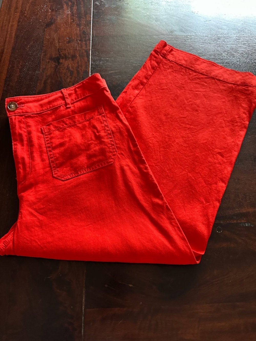 LOFT Palmer Red/Orange Wide-Leg Cropped Pants